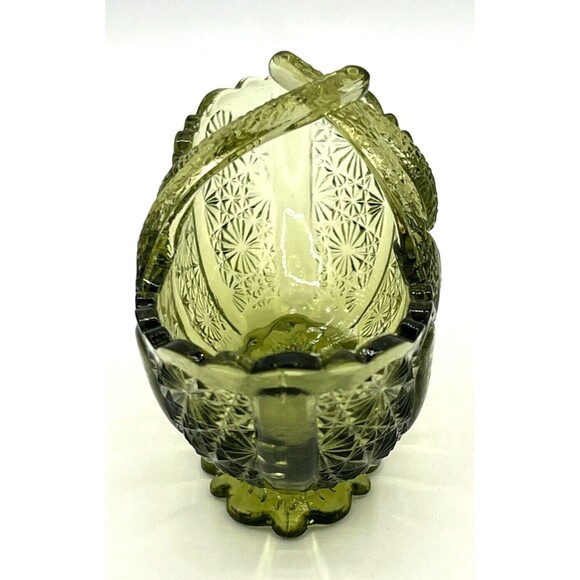 Fenton Art Glass Colonial Green Glass‎ Basket American Classic Twig Handle EUC - Picture 2 of 16